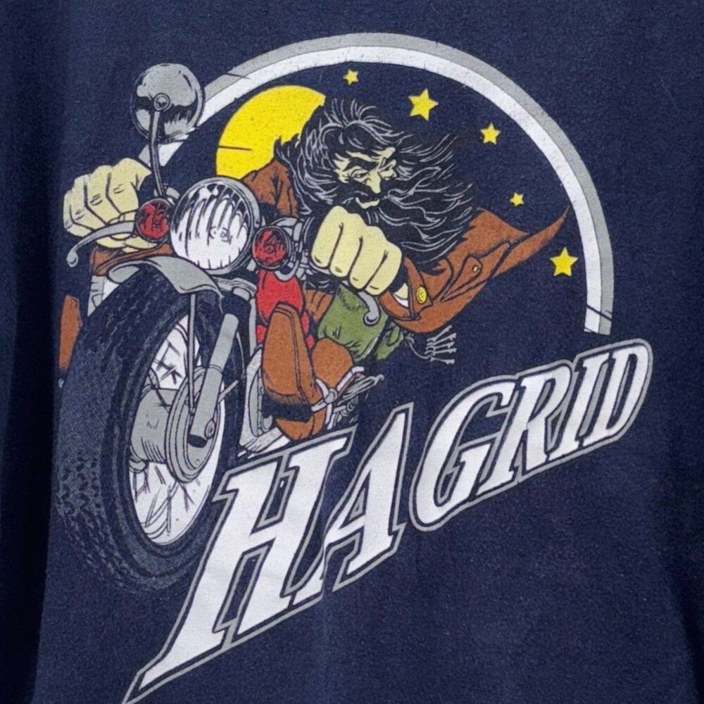 Harry Potter Hagrid Motorcycle Tee Size Medium Black Vintage 2001 Biker Fader